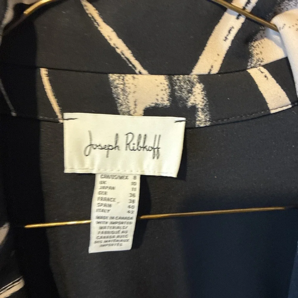 vtg joseph ribkoff cover up size 8 black with tan abstract Elastic Sleeves
